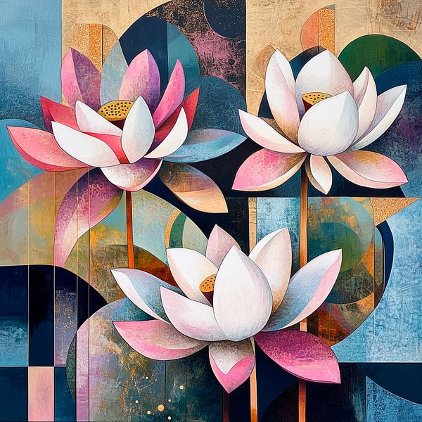 Lotus flowers abstract by Richards Fine Art