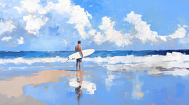 Mann, Surfer, abstrakt, blau, Panorama von TheXclusive Art