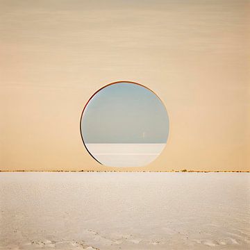 Mauer am Strand mit rundem Loch von Maarten Knops