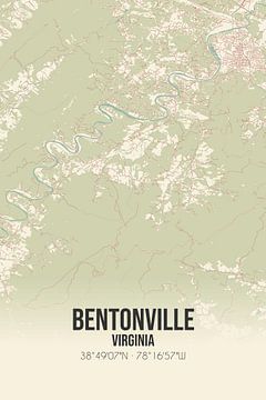 Carte ancienne de Bentonville (Virginie), USA. sur Rezona