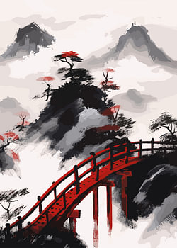 Abstracte Japanse Ukiyo-schilderij