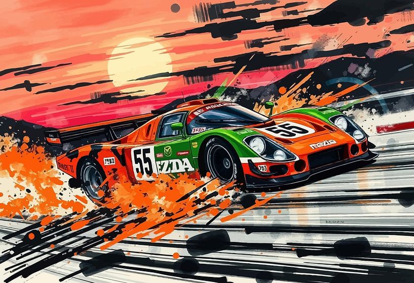Mazda 787B – Ink of Speed Japanese Art by MIROKKU