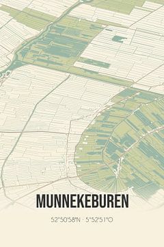 Vintage landkaart van Munnekeburen (Fryslan) van Rezona