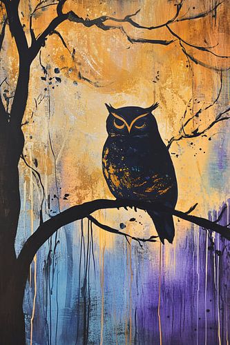 Uil silhouet kleurrijk design