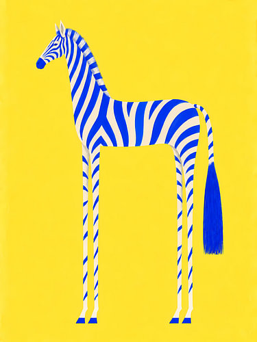 Cobalt Zebra on a Golden Yellow Field