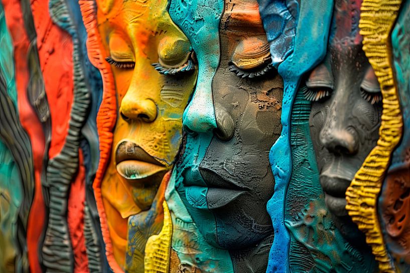 Abstract colourful faces by Richards Fine Art