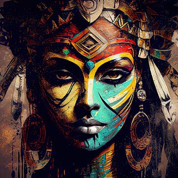 Krachtige Egyptische Krijgerin #7 van Chromatic Fusion Studio