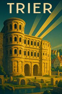 Trier Vintage Travel Poster - Porta Nigra Wahrzeichen