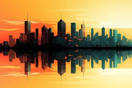 Abstrakte Stadt Skyline-Silhouettenformen als Tapeten Hintergrund, Illustration Kunst design