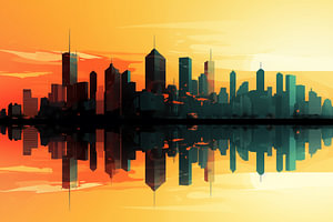 Abstrakte Stadt Skyline-Silhouettenformen als Tapeten Hintergrund, Illustration Kunst design