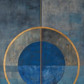 Peinture pour salle de réunion | Centre doré Bleu sur Peintures accrocheuses