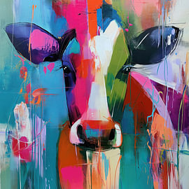 Tableau coloré représentant une vache