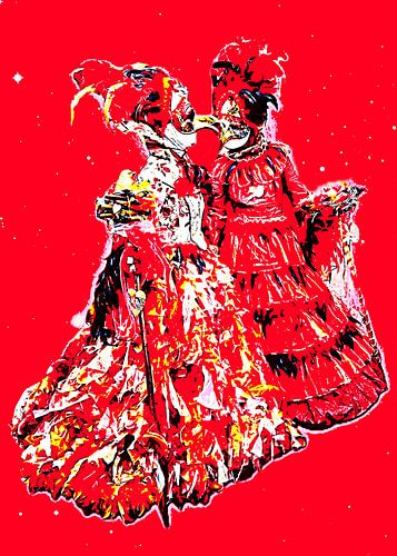 A Venetian carnival costume mixed media art