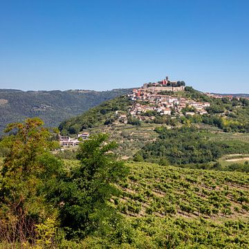 Zicht op Motovun in Kroatië van Joost Adriaanse