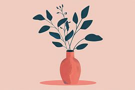 Eenvoudige elegantie - Minimalistisch plantenscherm van Poster Art Shop