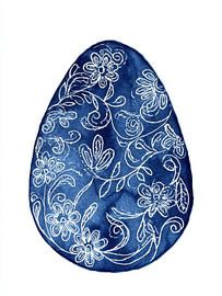 Blue Floral Easter Egg Minimal Pattern by Mosaic Dialogue