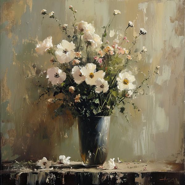 Bloemen Aardetinten van Blikvanger Schilderijen