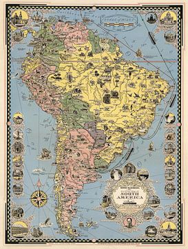 Historische kaart van Zuid-Amerika van World Maps