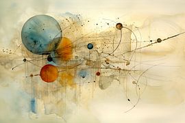 Peinture abstraite neutre beige avec cercles sur Joriali Art abstrait