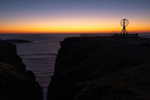 Sonnenuntergang am Nordkap in Norwegen.