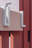 Muralla Roja reisfotografie print ᝢ abstracte roze architectuurfoto