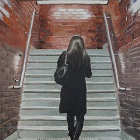 Frau auf der Treppe. Gemälde von Toon Nagtegaal von Toon Nagtegaal