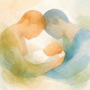 Deux pères avec leur nouveau-né (AI) (famille, adoption, homosexuels, couples, papa)