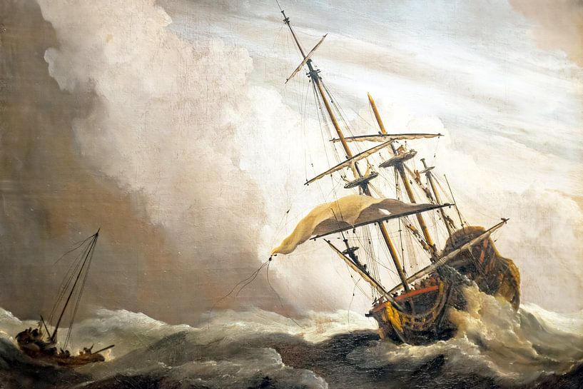 Traditioneel hollands schip gepakt door een windvlaag, bekend als 'De Windvlaag', door Willem van de von Eye on You