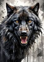 Black Wolf Watercolor