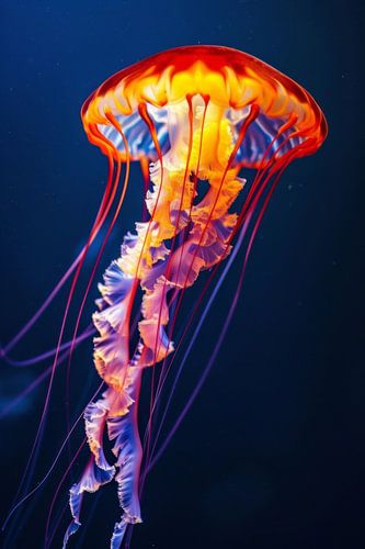 Gloeiende kwallen in de oceaan
