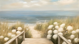 Strandweg zum Meer | Impressionistisches Leinwand-Panorama
