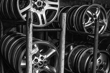car parts, rim, garage, by lissa van beerendonk