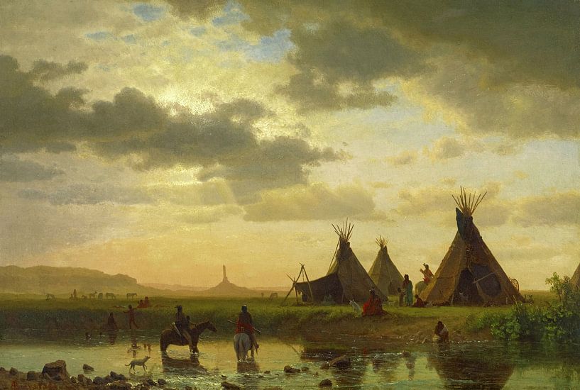 Albert Bierstadt,Vue de Chimney Rock, Ogalilah Sioux Villag par finemasterpiece