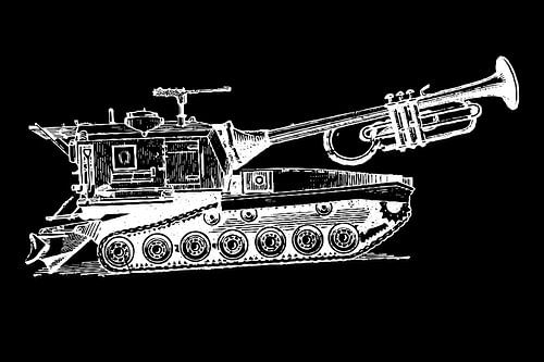 Trumpet Tank - zwart/wit