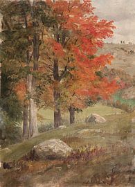 Autumnal Hues on a Hillside Landscape Scene by Artistic