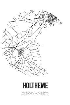 Holtheme (Overijssel) | Carte | Noir et blanc sur Rezona