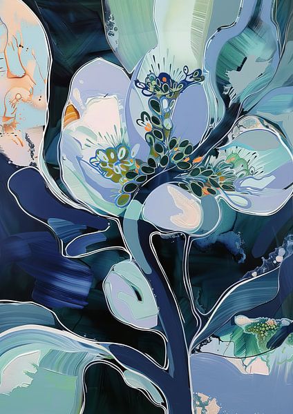 Moderne Bloem van Abstract Schilderij