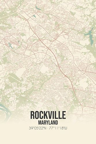 Alte Karte von Rockville (Maryland), USA.