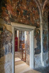 Fresques d'', datant des XIVe et XVe siècles, au monastère de Pantanassa à Mytras, en Grèce