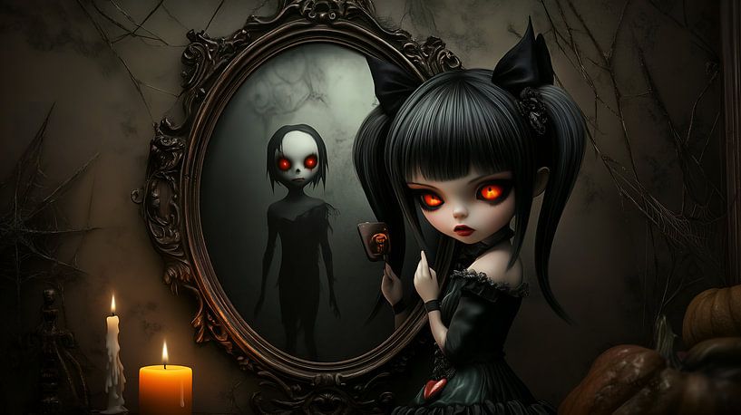 Cute Gothic Halloween Girl by Jan Bechtum