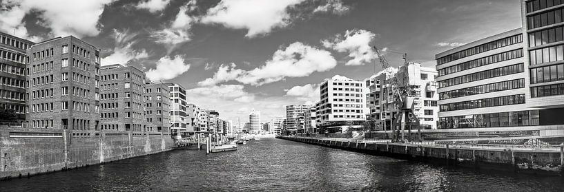 Hamburg HafenCity panorama in black and white by Sjoerd van der Wal Photography