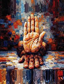 Intensive Geste der erhobenen Hand Ausdrucksstarkes Impasto von Ramy Salah Hefny