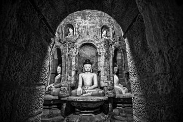 Buddhas in temple complex Mrauk U Sittwe Myanmar/Burma. by Ron van der Stappen