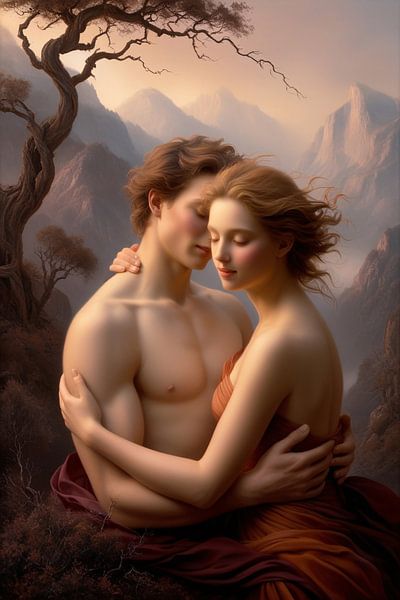 Romantisches Paar in Umarmung von Art & Soul Creations