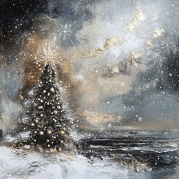 Christmas tree in soft earth tones - rural Christmas by Mel Digital Art