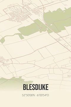 Vintage landkaart van Blesdijke (Fryslan) van MijnStadsPoster