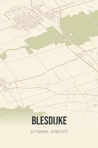 Vintage map of Blesdijke (Fryslan) by Prints of Place