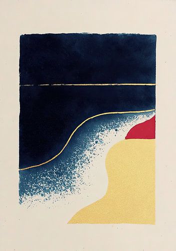 Abstracte golf in donkerblauw en goud