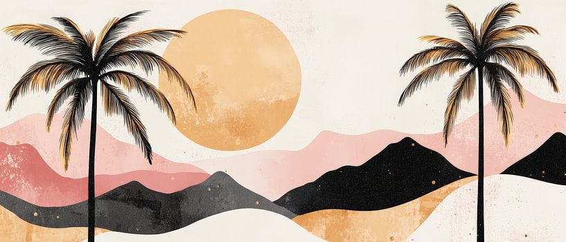 Tropical landscape with sunset by Poster Art Shop