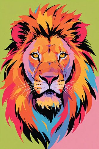 Kleurrijk popart-leeuw portret voor interieur